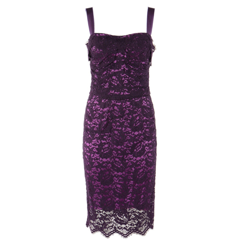Dolce&Gabbana Purple Lace Evening Dress at 1stDibs