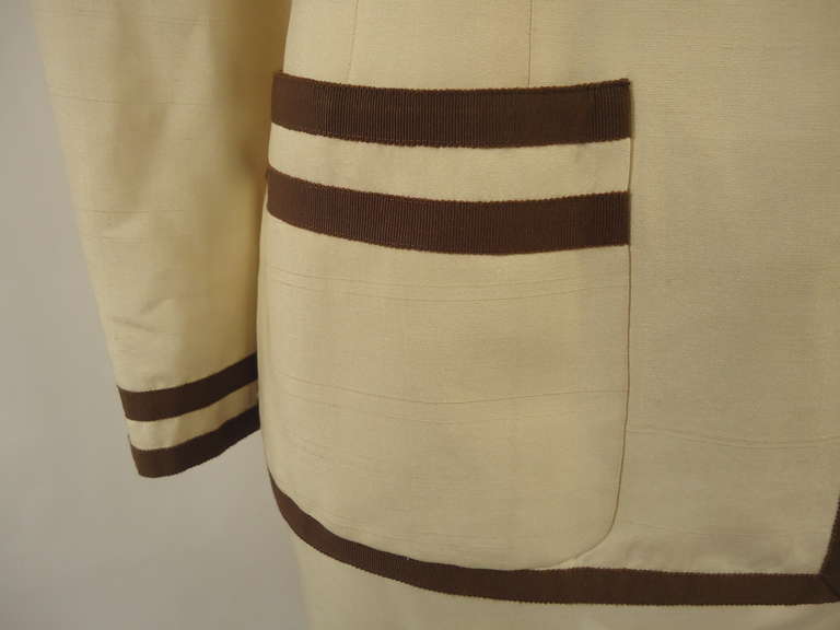 Chanel Boutique Beige Cotton Skirt Suit 1