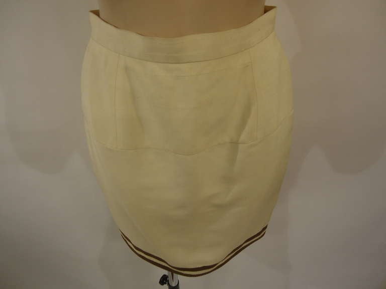 Chanel Boutique Beige Cotton Skirt Suit 2