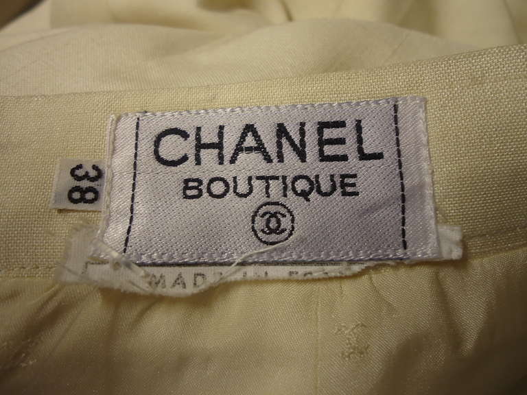 Chanel Boutique Beige Cotton Skirt Suit at 1stdibs