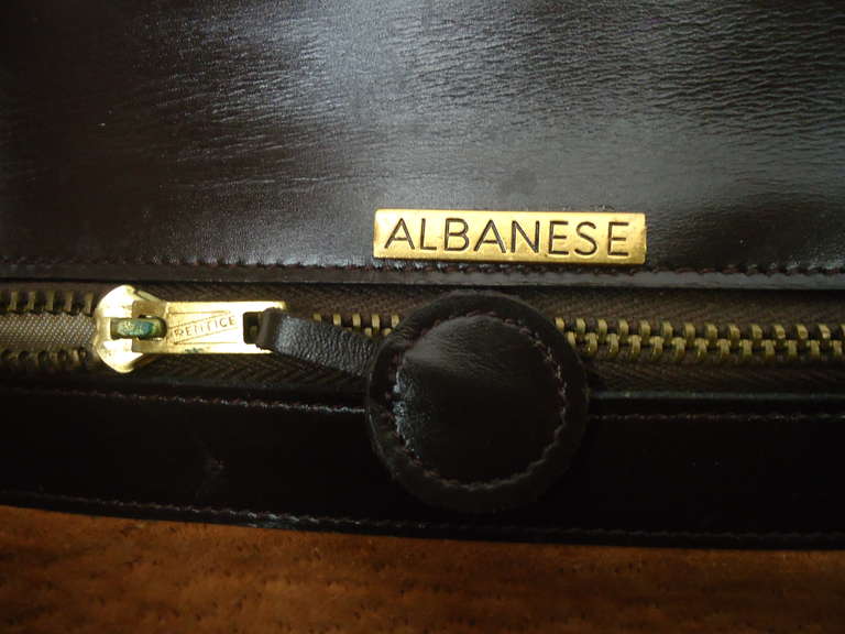 1950s Albanese Italy Dark Brown Leather Handbag 3