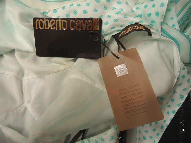 Roberto Cavalli Aqua Green Silk Cocktail Dress 6