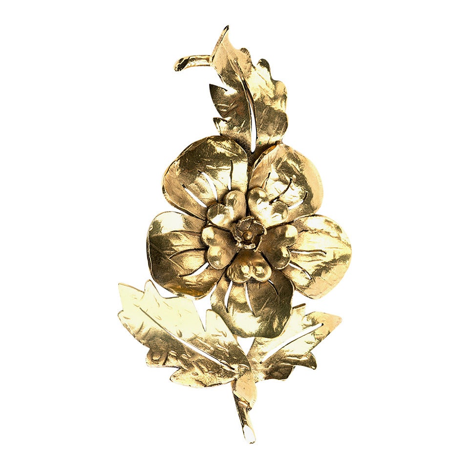Chanel Vintage Golden Camellia Brooch