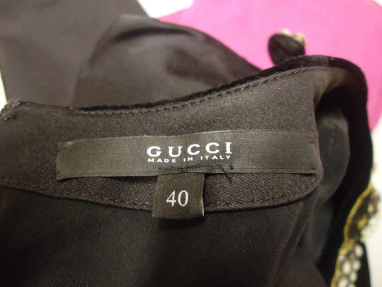 Gucci - Robe en taffetas de velours noir en vente 1