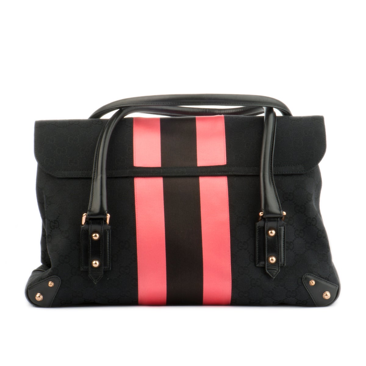 Gucci Striped Black and Fuchsia Textile Bag