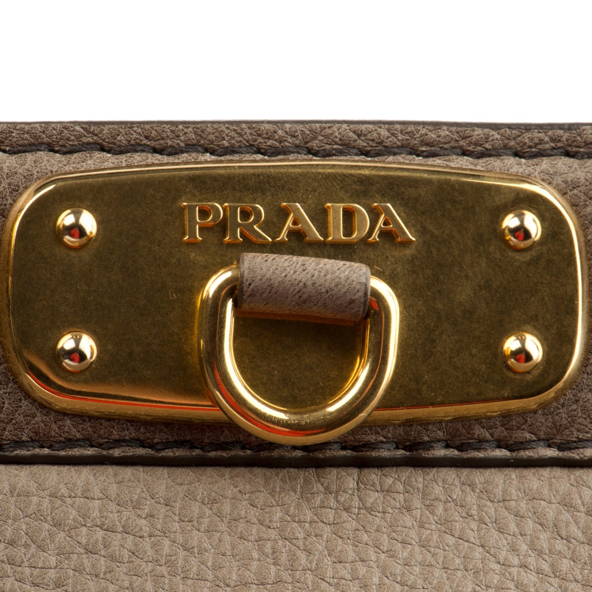 Prada Grey Fumé Leather Handbag In Excellent Condition In Gazzaniga (BG), IT