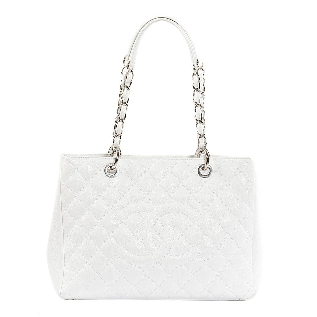 Chanel White GST Grand Shopping Tote Bag at 1stDibs | chanel gst white