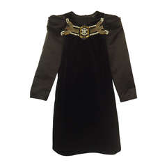 Vestido de tafetán de terciopelo negro Gucci