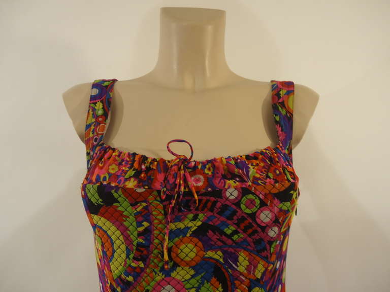 1990s Gianni Versace Couture Silk Multicolored Dress In Excellent Condition In Gazzaniga (BG), IT