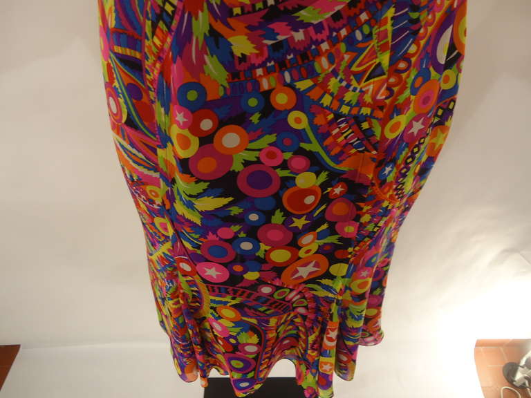 Women's 1990s Gianni Versace Couture Silk Multicolored Dress