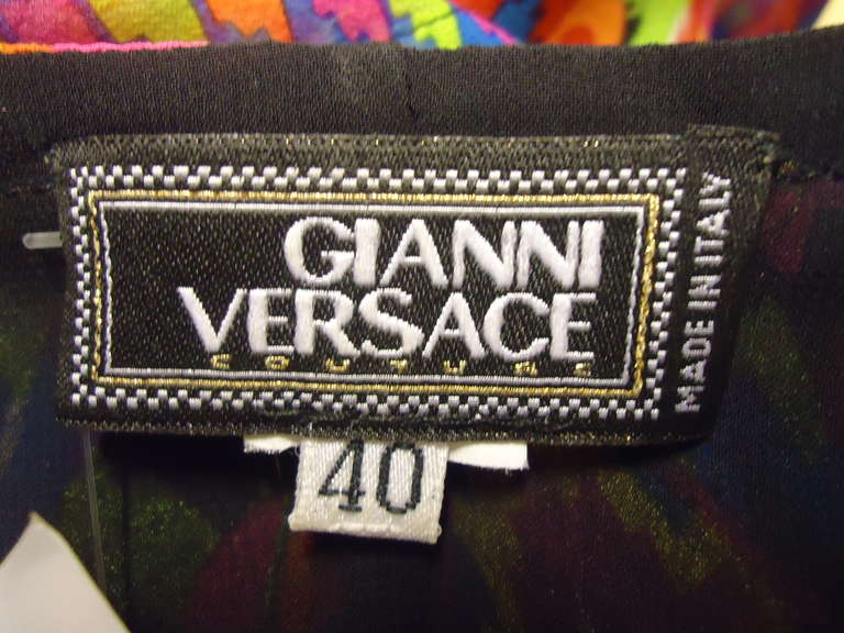 1990s Gianni Versace Couture Silk Multicolored Dress 3