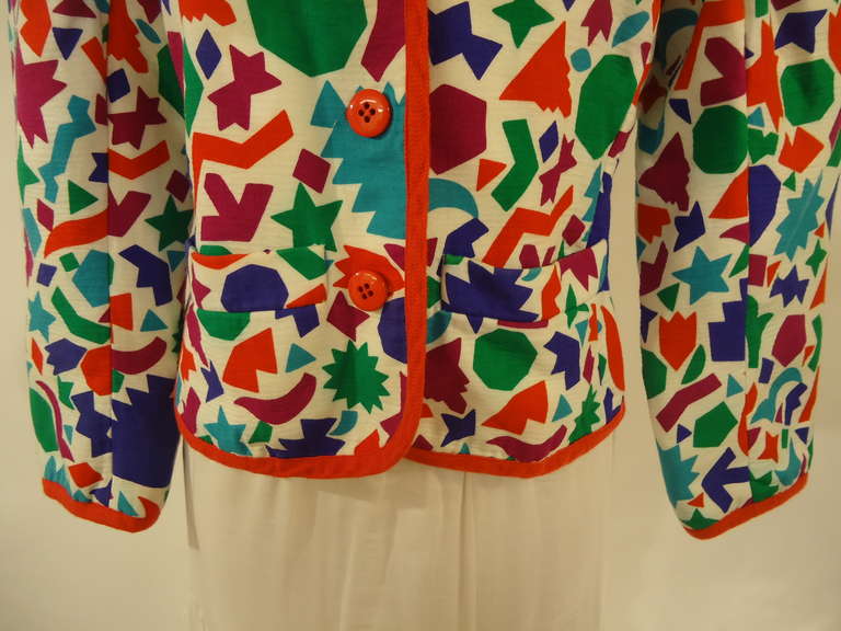 1980's Saint Laurent Rive Gauche Vintage Multicolored Jacket In Excellent Condition In Gazzaniga (BG), IT