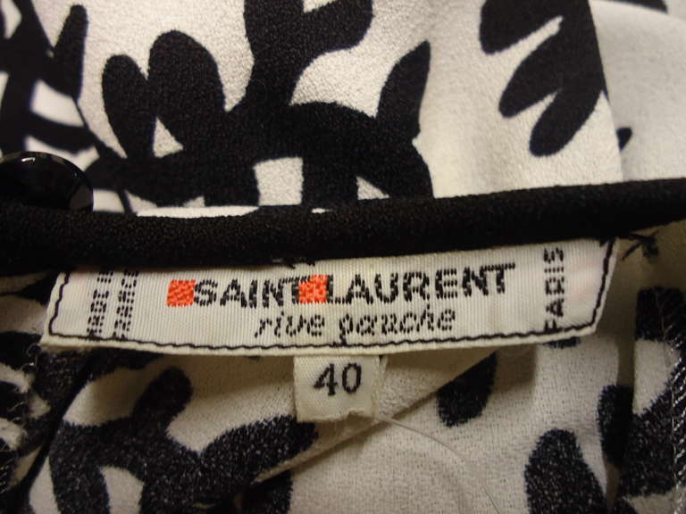 1980's Saint Laurent Rive Gauche Black and White Dress 3