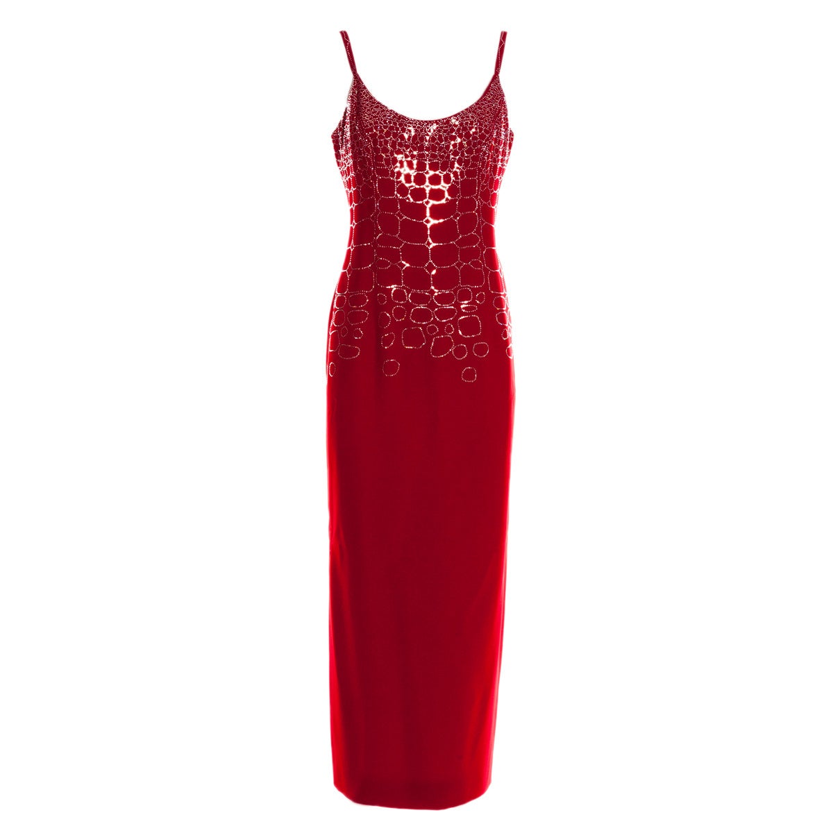 Gai Mattiolo Couture Red Evening Crystals Dress