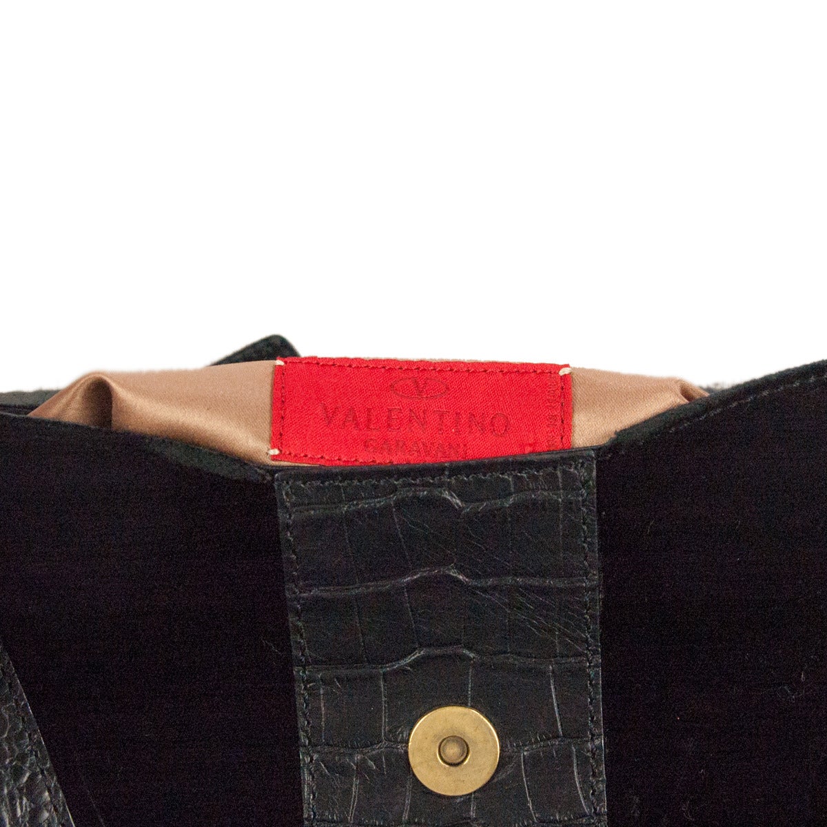 Valentino Garavani Black Chenille and Cocco Leather Bag In Excellent Condition In Gazzaniga (BG), IT
