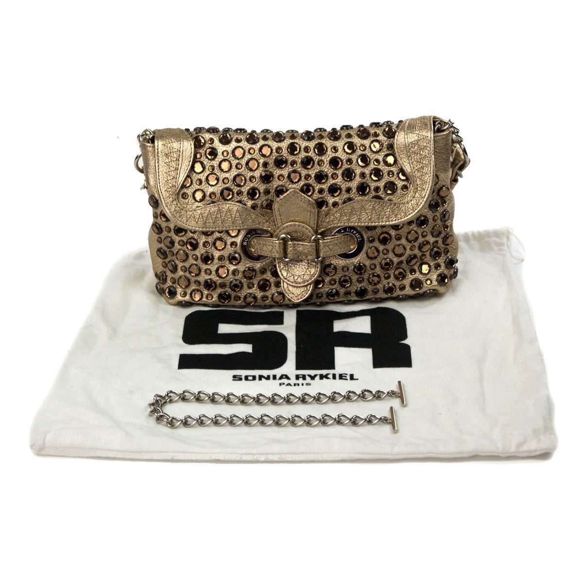 Sonia Rykiel Crystals and Leather Shoulder Bag 2