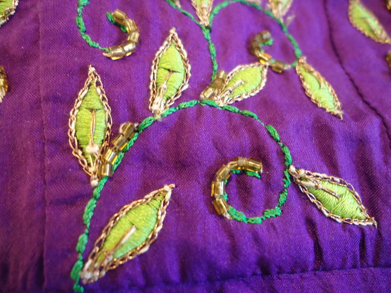 Giuliana Cella Milan Embroidered Violet Silk Jacket In Excellent Condition In Gazzaniga (BG), IT