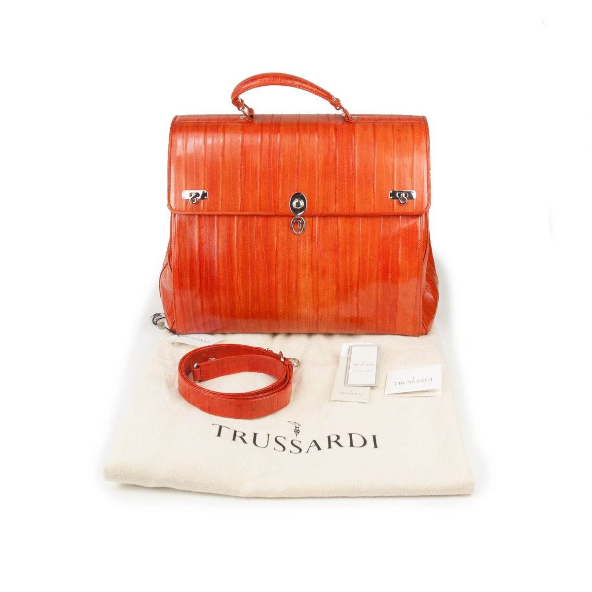 Trussardi Limited Edition Orange Eel Maxi Bag 1