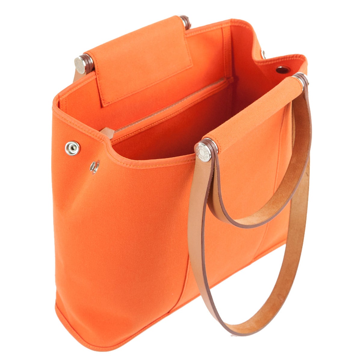Hermès Orange Textile and Leather Handbag In Good Condition In Gazzaniga (BG), IT