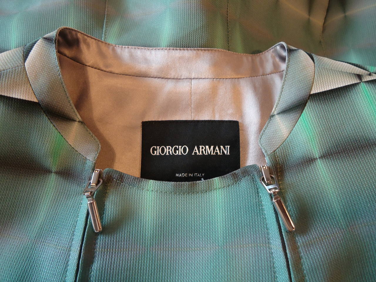 Giorgio Armani Silk Single-Breasted Light Blue Jacket In New Condition In Gazzaniga (BG), IT