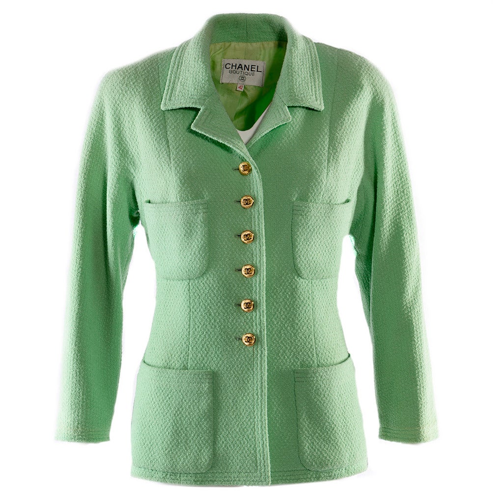 1990s Chanel Green Wool Jacket