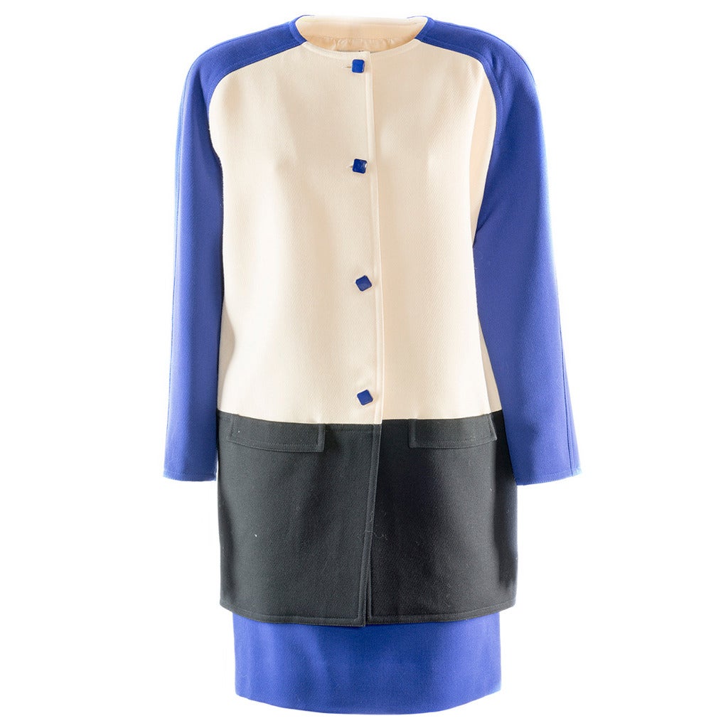 1990s Courrèges Paris Wool Skirt Suit