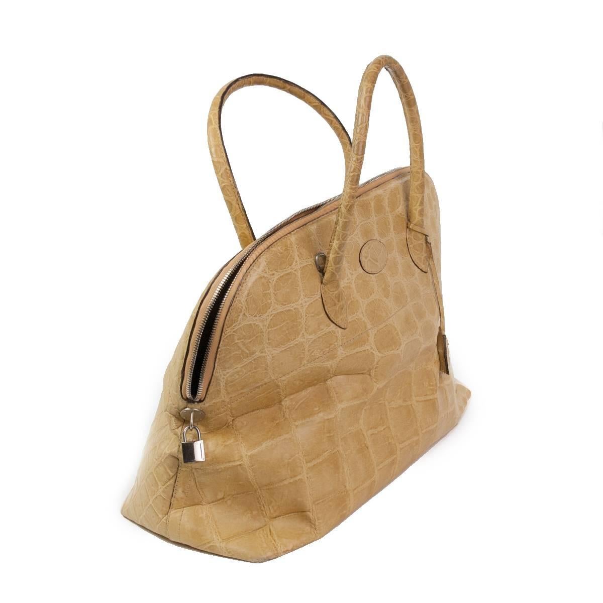 Marrone Donna Elissa Milano Borsa in coccodrillo beige