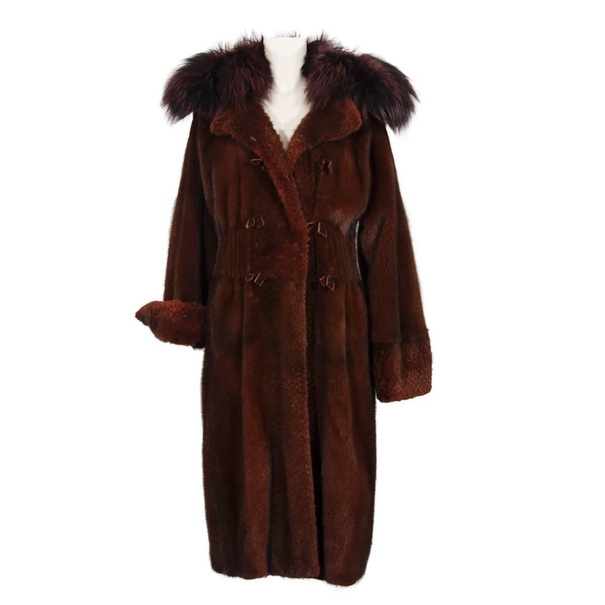 Yves Saint Laurent Rust Mink and Fox Fur Coat at 1stDibs