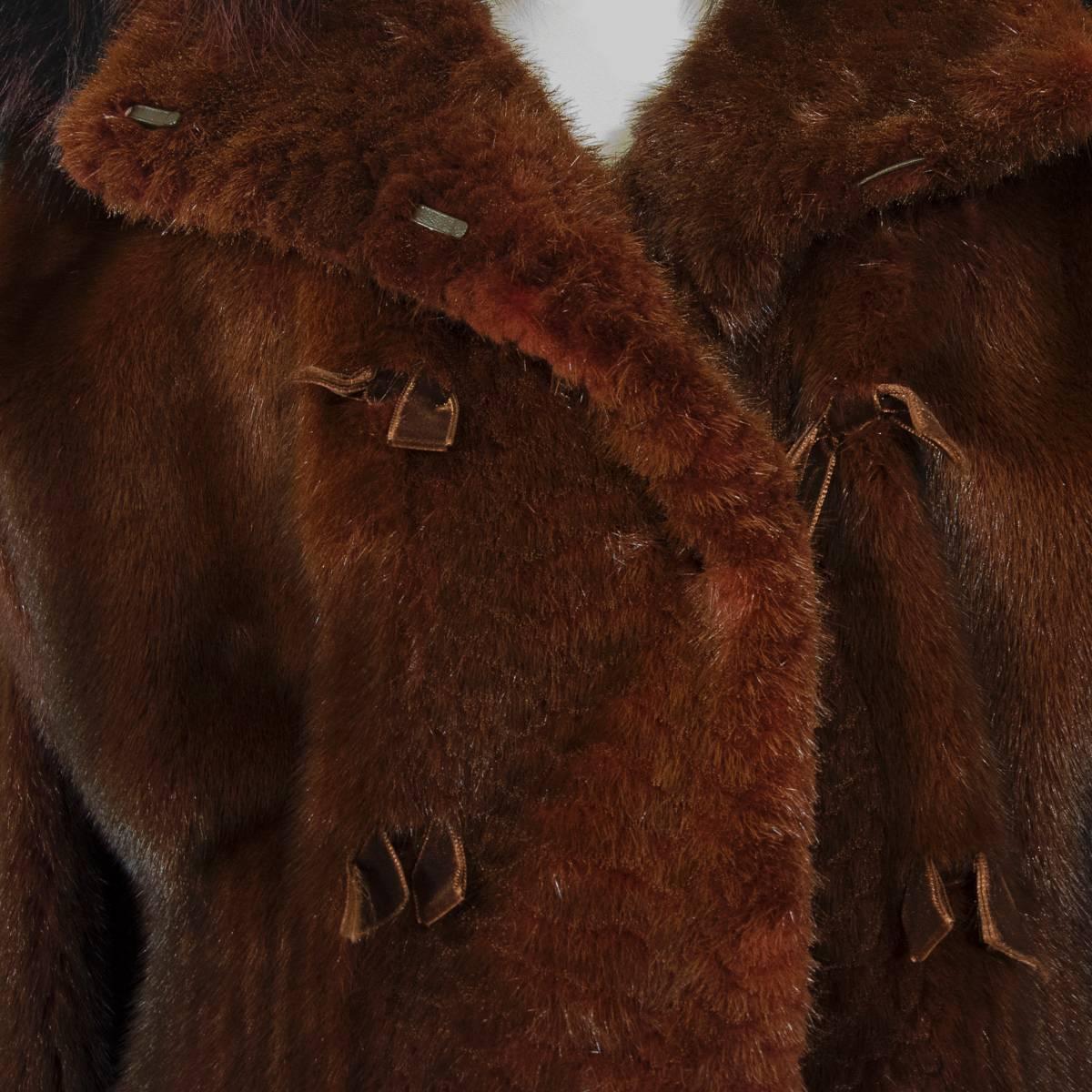 Black Yves Saint Laurent Rust Mink and Fox Fur Coat