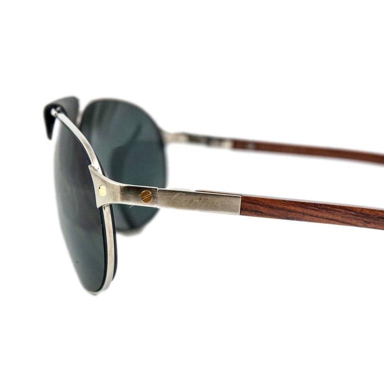 Cartier Men's Santos Evolution Half-Rim Aviator Sunglasses