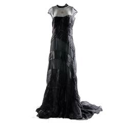 Alberta Ferretti Black Silk and Voile Long Dress 8