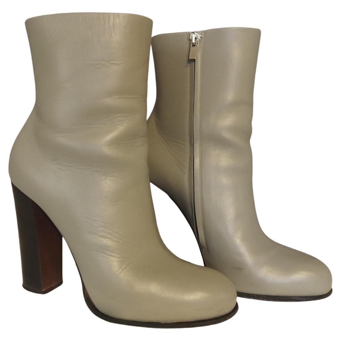 Céline Grey Leather Ankle Boots IT 38 For Sale