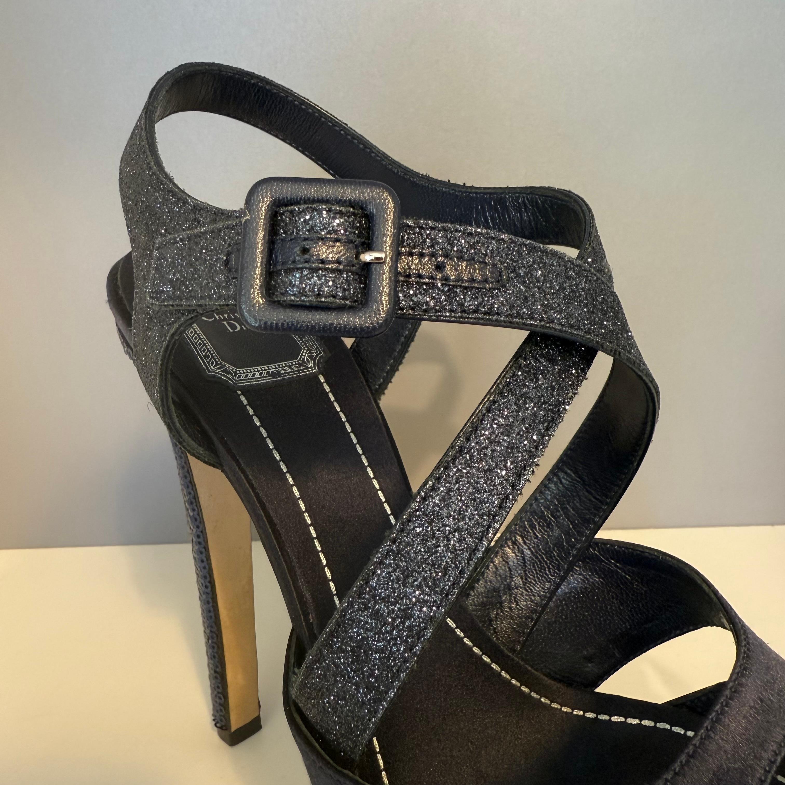 Donna Christian Dior Miss Dior Sandali con paillettes blu notte IT 39 in vendita