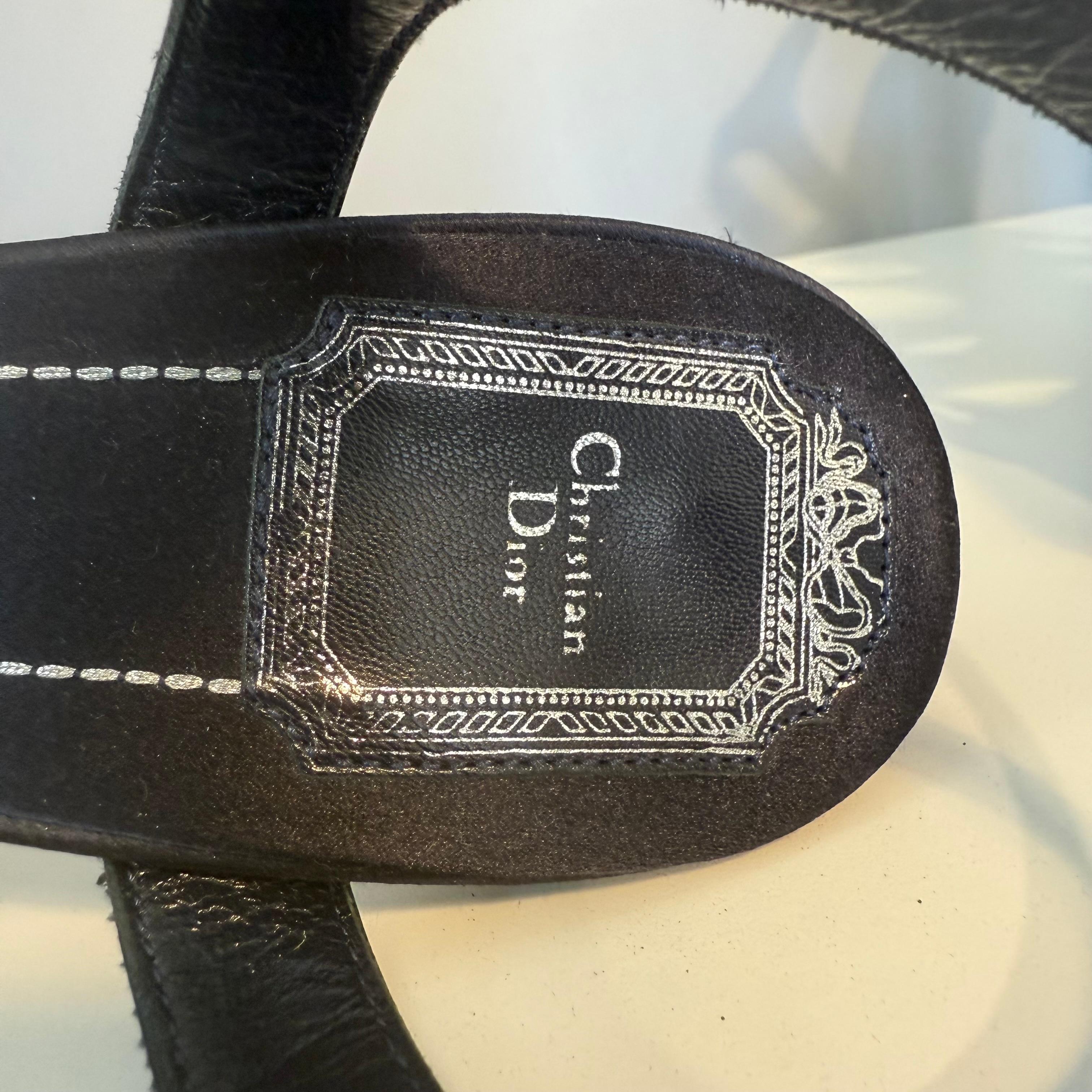 Christian Dior Miss Dior Sandali con paillettes blu notte IT 39 in vendita 1