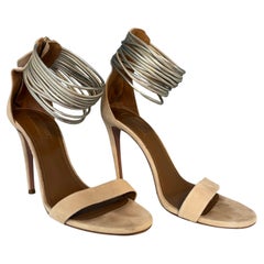 Aquazzura Sandali alti in camoscio beige IT 37