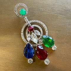 Carlo Zini Milano Emerald, Ruby and Sapphire Like Crystal Single Pendant