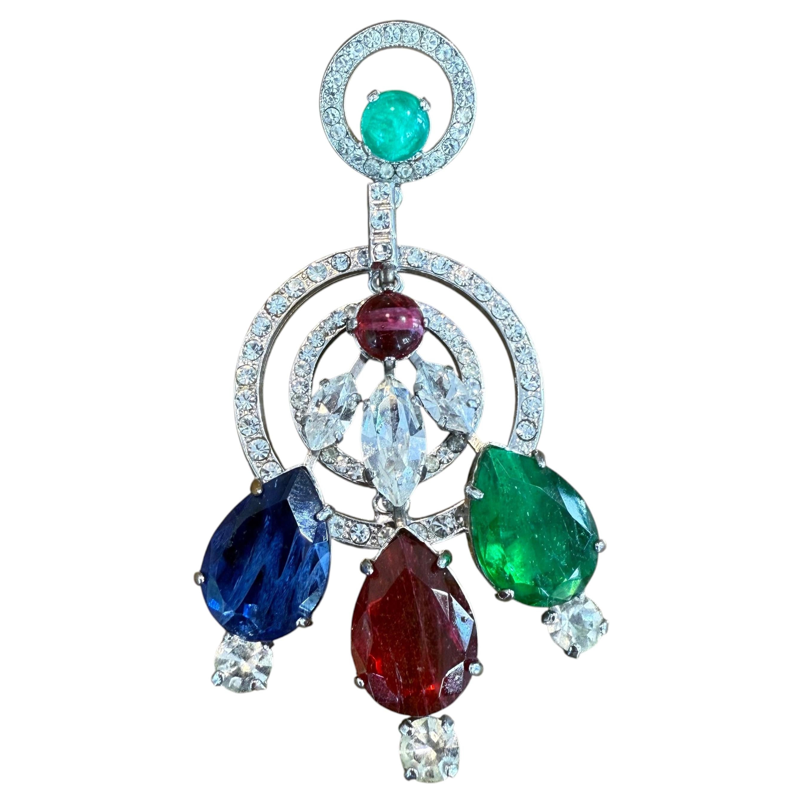 Carlo Zini Milano Emerald, Ruby and Sapphire Like Crystal Single Pendant For Sale