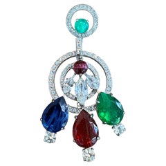 Carlo Zini Milano Emerald, Ruby and Sapphire Like Crystal Single Pendant