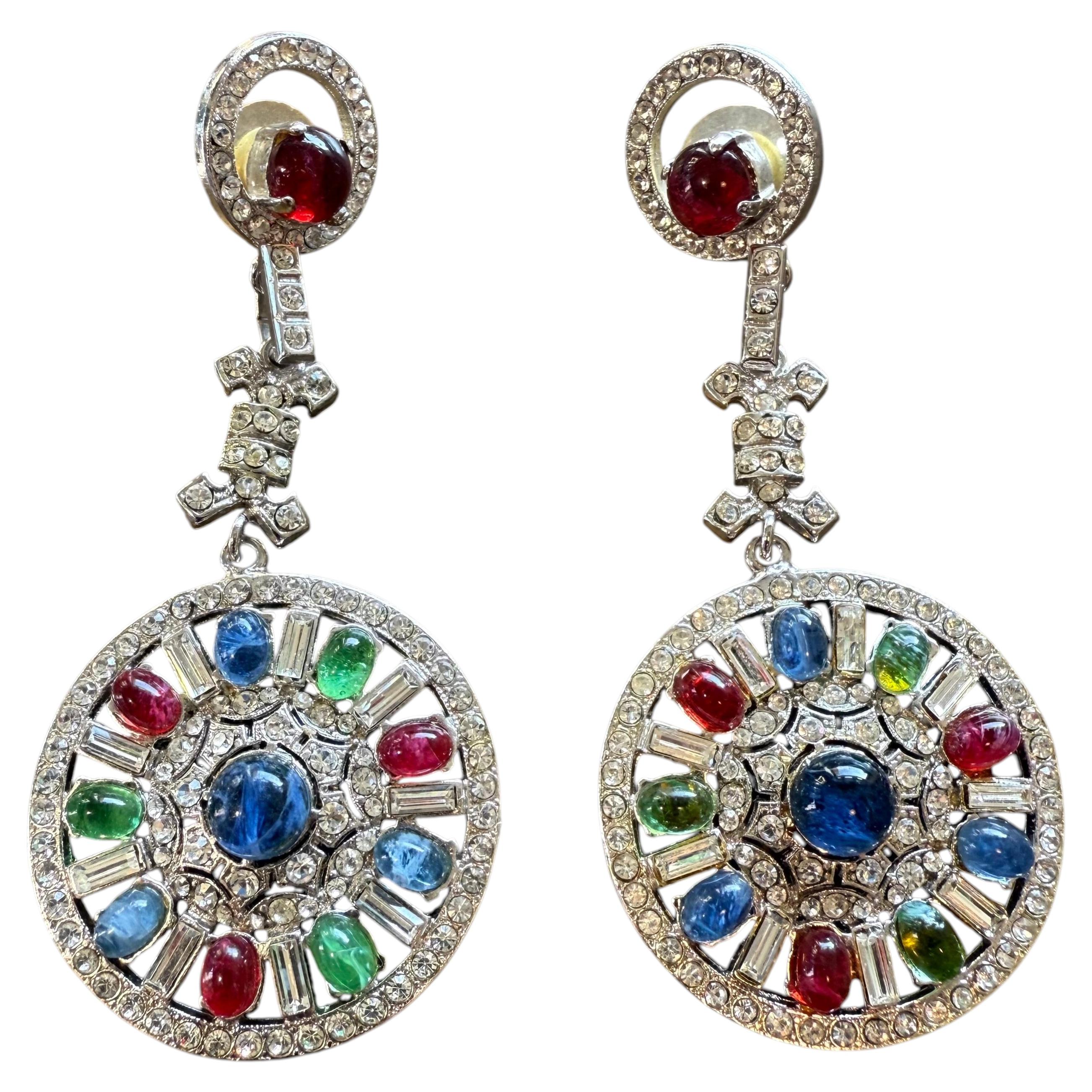 Carlo Zini Milano Emerald, Ruby and Sapphire Like Crystal Pendants For Sale