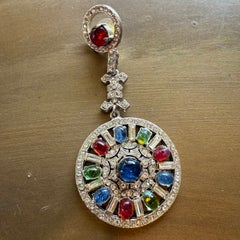 Carlo Zini Milano Emerald, Ruby and Sapphire Like Crystal Pendants