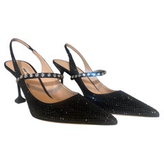 2026 Miu Miu Black Crystal Slingback Shoe IT 40
