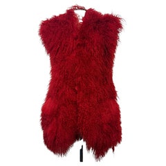 Cappotto in pelliccia di capra mongola Jahaanara Red, taglia unica