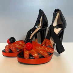 Sandalias Sonia Rykiel de 2013, en negro y coral, talla IT 38