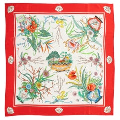 1980s Gucci  "Floral" Silk Carré Scarf