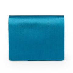 Yves Saint Laurent 1990s Vintage Light Blue Satin Evening Clutch Bag