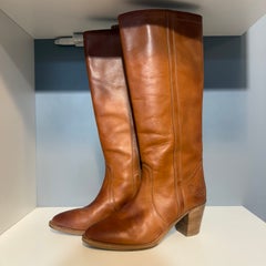 Etro Tobacco Leather Camperos Boots Size 39