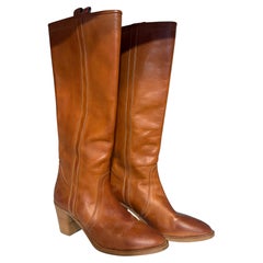 Etro Tobacco Leather Camperos Boots Size 39