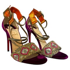 Sandales en brocart brodées Christian Louboutin, taille IT 37