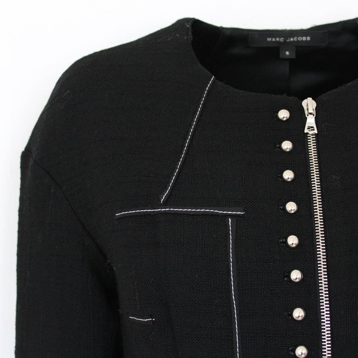 Black Marc Jacobs Wool and Studs Jacket 6 For Sale