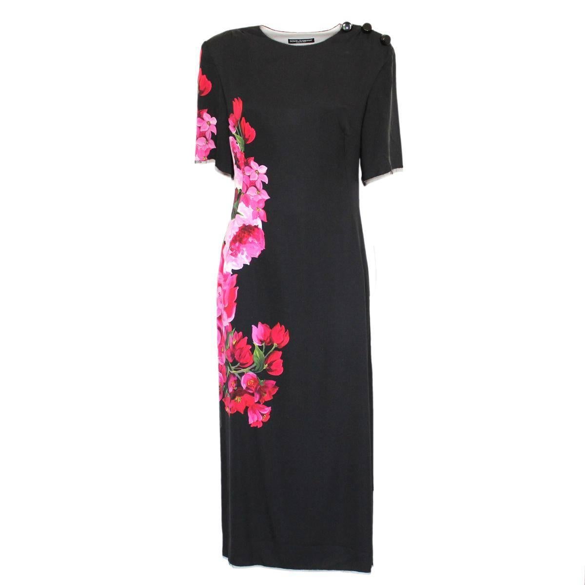 Dolce & Gabbana Long Silk Floral Dress For Sale